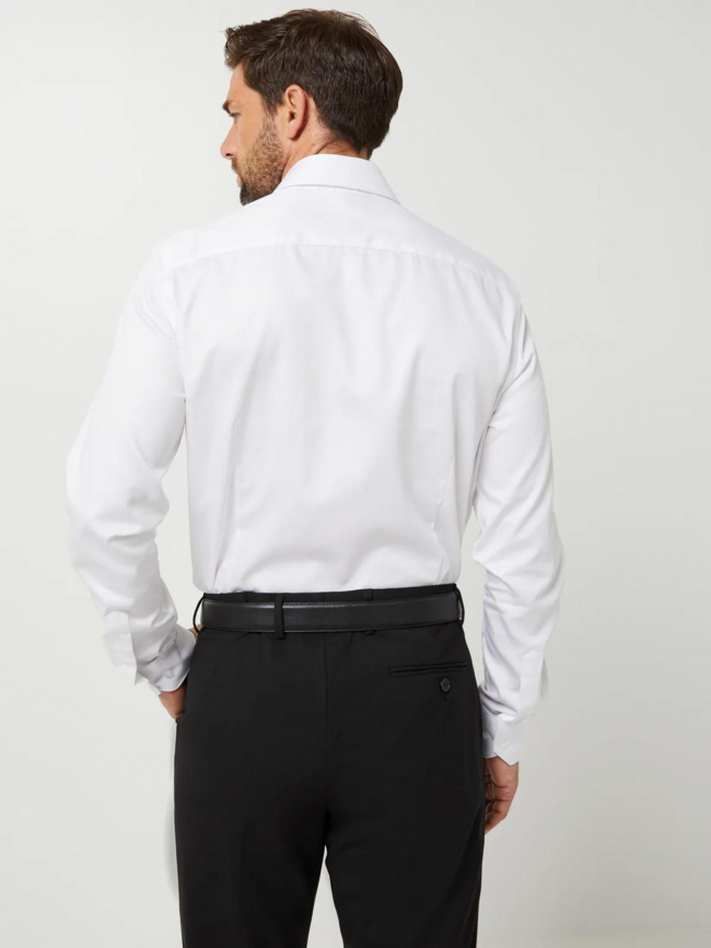 Chemise slim fit satin stretch blanc homme - Izac