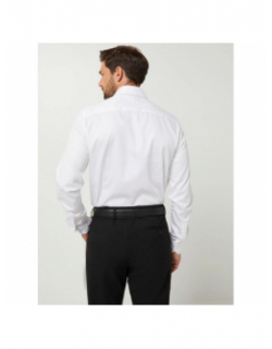 Chemise slim fit satin stretch blanc homme - Izac