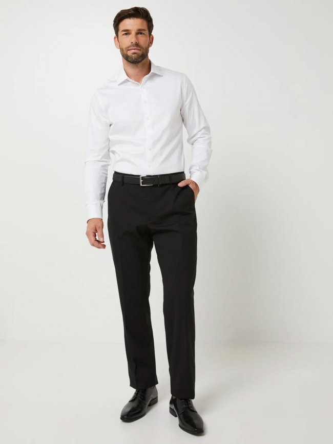 Chemise slim fit satin stretch blanc homme - Izac