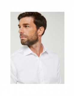 Chemise slim fit satin stretch blanc homme - Izac