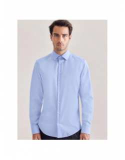 Chemise slim fit satin stetch bleu homme - Izac