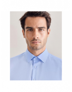 Chemise slim fit satin stetch bleu homme - Izac