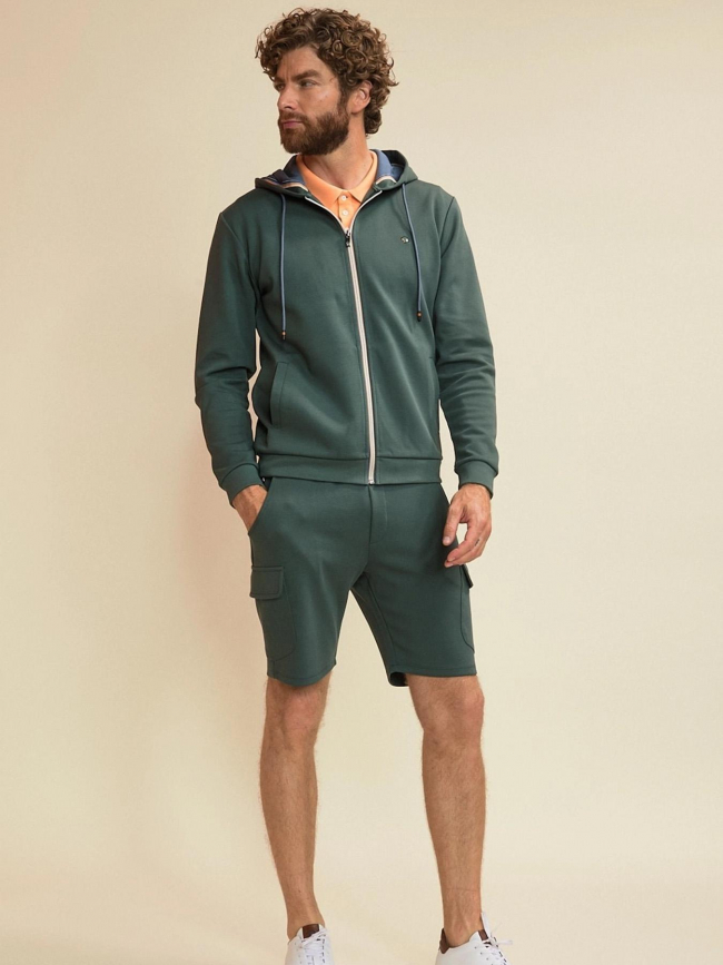 Sweat à capuche zippé sankyo kaki homme - Benson & Cherry