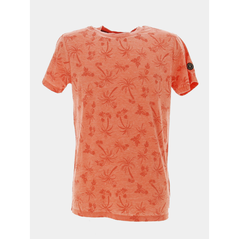 T-shirt motif palmier osmel orange homme - Le Temps Des Cerises