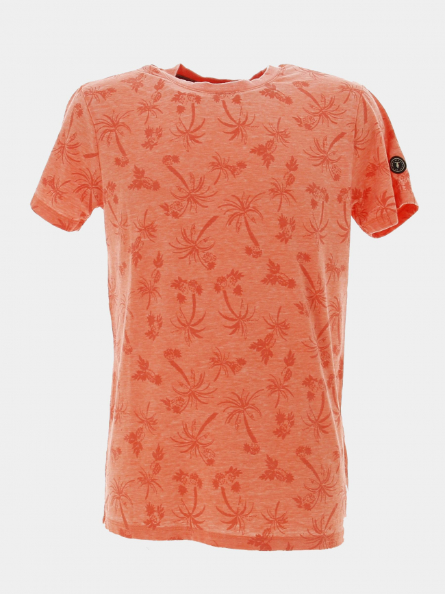 T-shirt motif palmier osmel orange homme - Le Temps Des Cerises