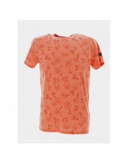 T-shirt motif palmier osmel orange homme - Le Temps Des Cerises