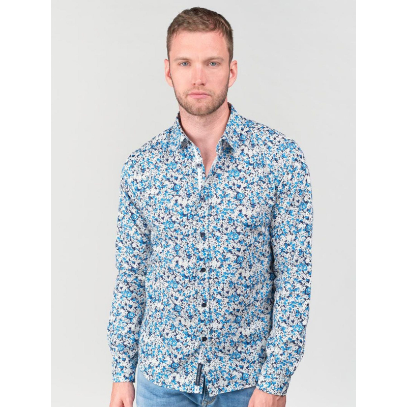 Chemise aria floral bleu homme - Le Temps Des Cerises