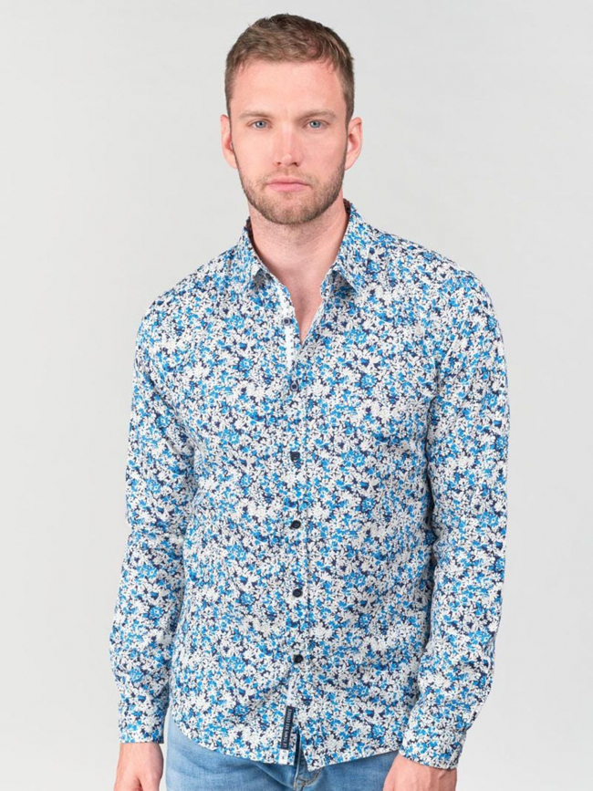 Chemise aria floral bleu homme - Le Temps Des Cerises