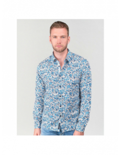 Chemise aria floral bleu homme - Le Temps Des Cerises