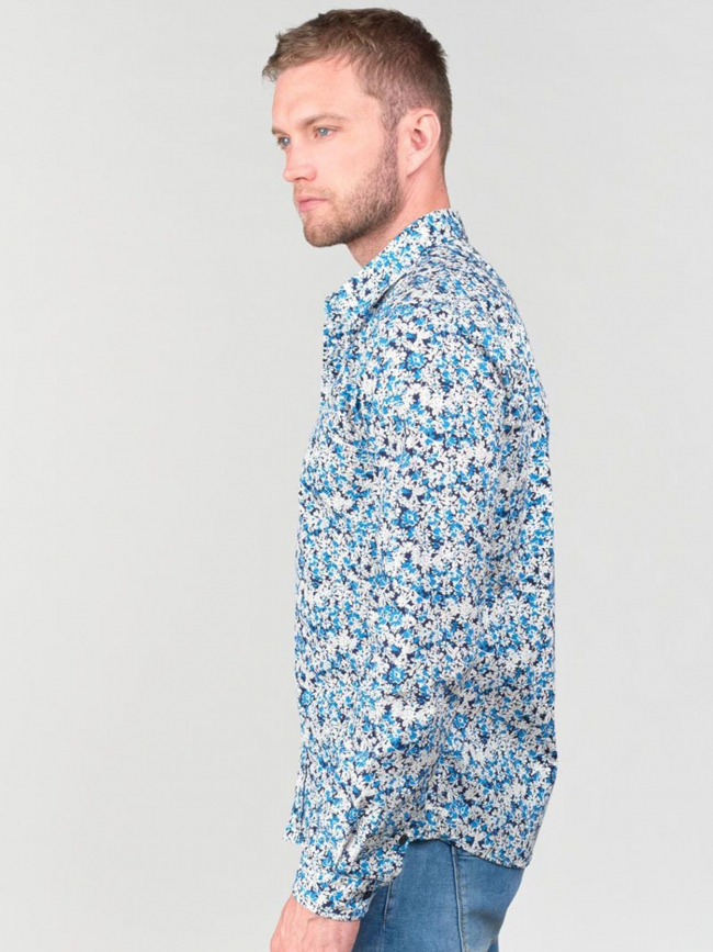 Chemise aria floral bleu homme - Le Temps Des Cerises