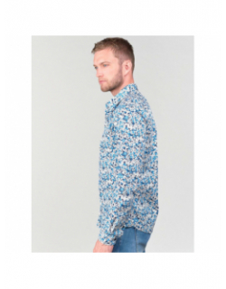 Chemise aria floral bleu homme - Le Temps Des Cerises