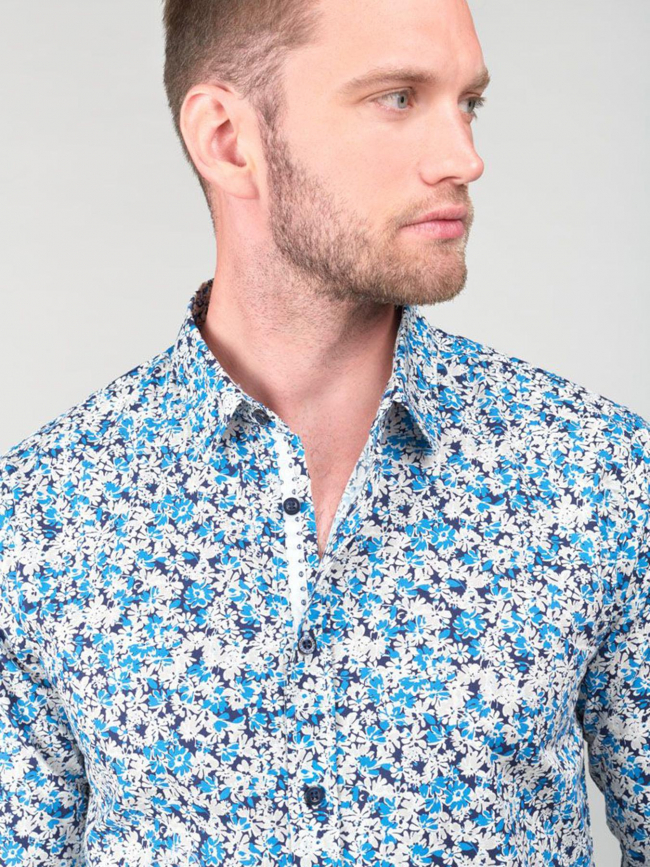 Chemise aria floral bleu homme - Le Temps Des Cerises