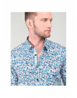 Chemise aria floral bleu homme - Le Temps Des Cerises