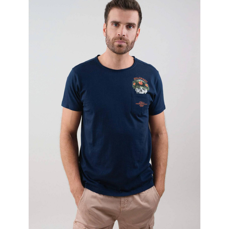 T-shirt poche imprimé mahina bleu marine homme - Deeluxe