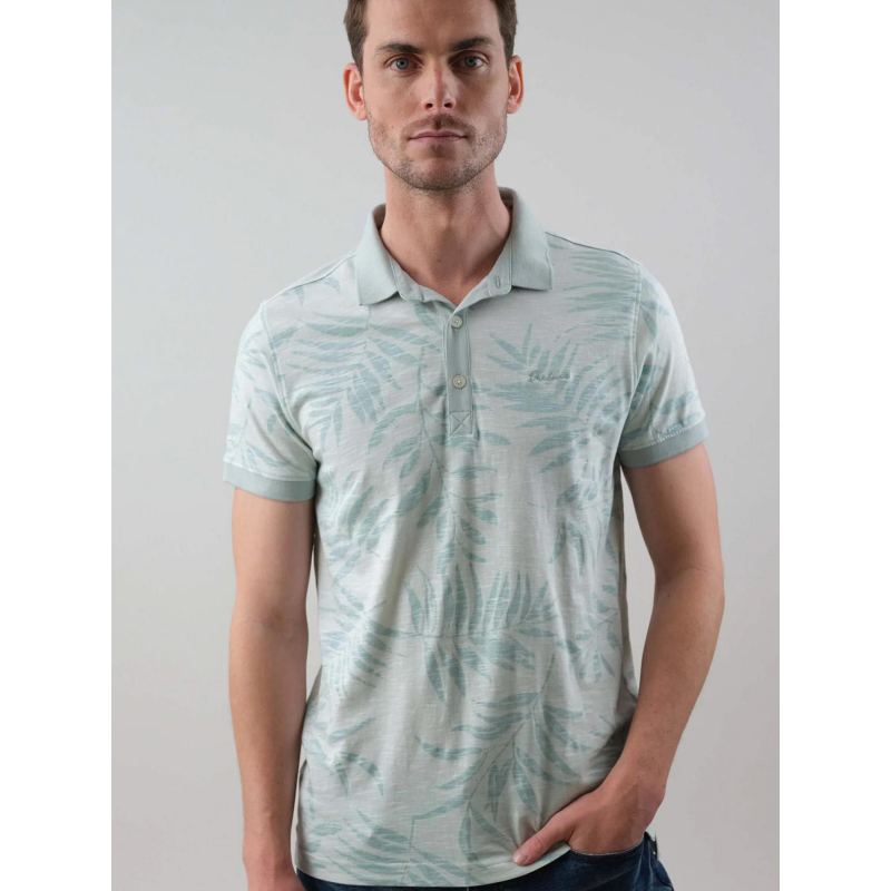 Polo tikito manches courtes floral vert homme - Deeluxe