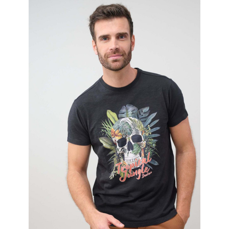 T-shirt hawaiki imprimé noir homme - Deeluxe