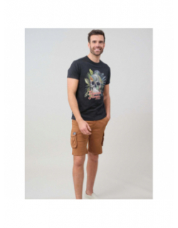 T-shirt hawaiki imprimé noir homme - Deeluxe