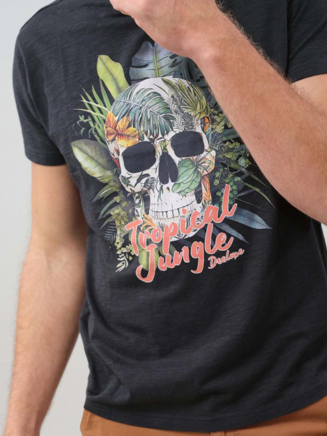 T-shirt hawaiki imprimé noir homme - Deeluxe