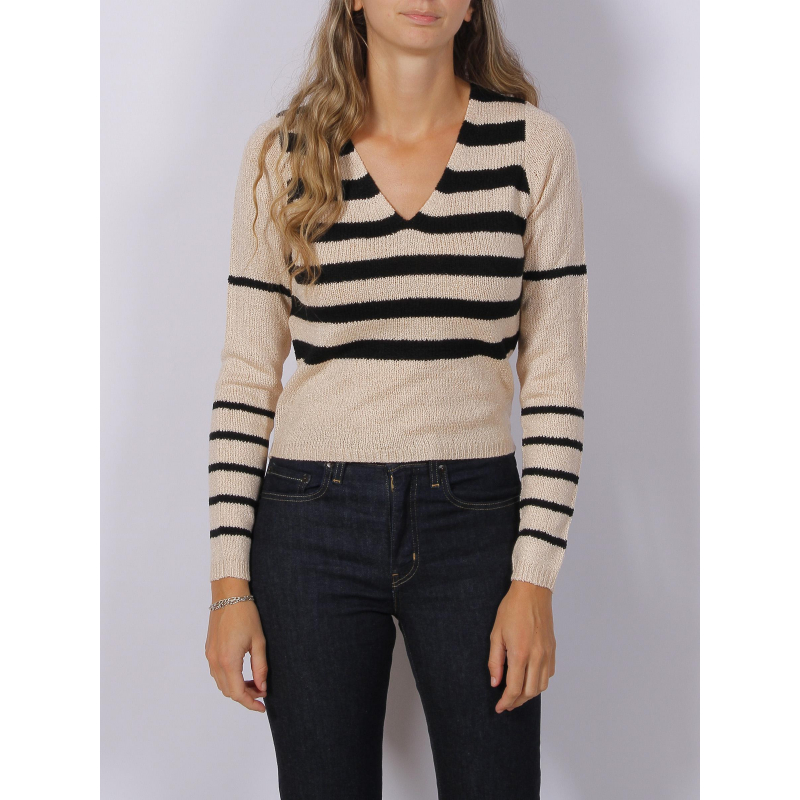 Pull hela à rayures noir/sable femme - Tiffosi