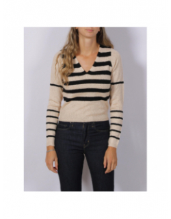 Pull hela à rayures noir/sable femme - Tiffosi