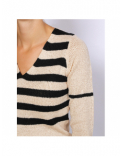 Pull hela à rayures noir/sable femme - Tiffosi