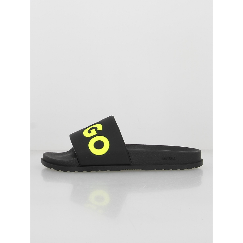 Claquettes match it noir jaune homme - Hugo