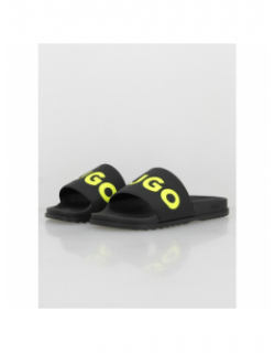 Claquettes match it noir jaune homme - Hugo