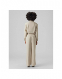 Pantalon en lin large milo beige femme - Vero Moda