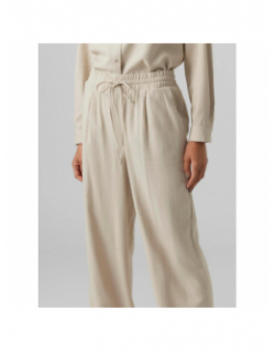 Pantalon en lin large milo beige femme - Vero Moda