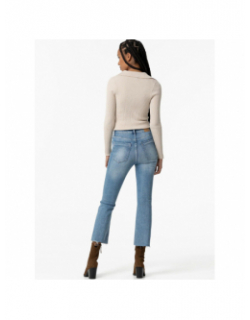 Jean flare taille haute crop megan bleu femme - Tiffosi