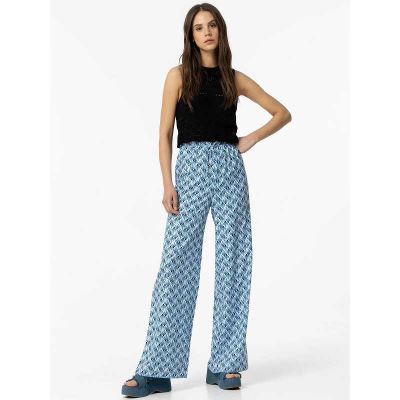 Pantalon fluide ample parito imprimés bleu femme - Tiffosi