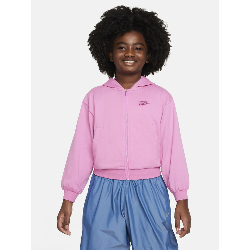 Sweat zippé à capuche nsw swoosh rose fille - Nike