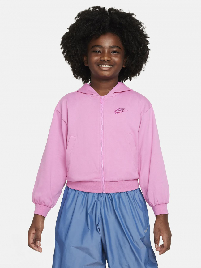 Sweat zippé à capuche nsw swoosh rose fille - Nike