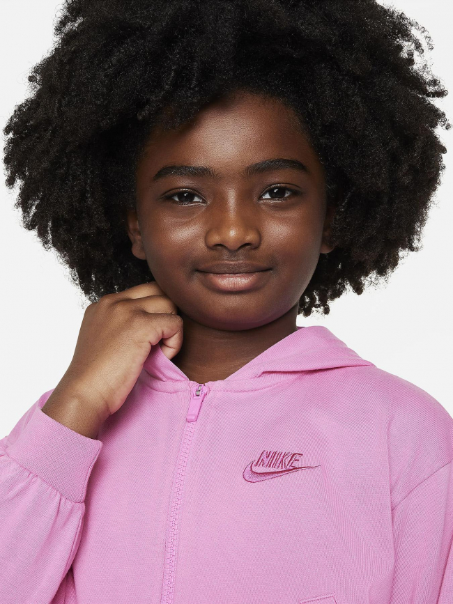 Sweat zippé à capuche nsw swoosh rose fille - Nike