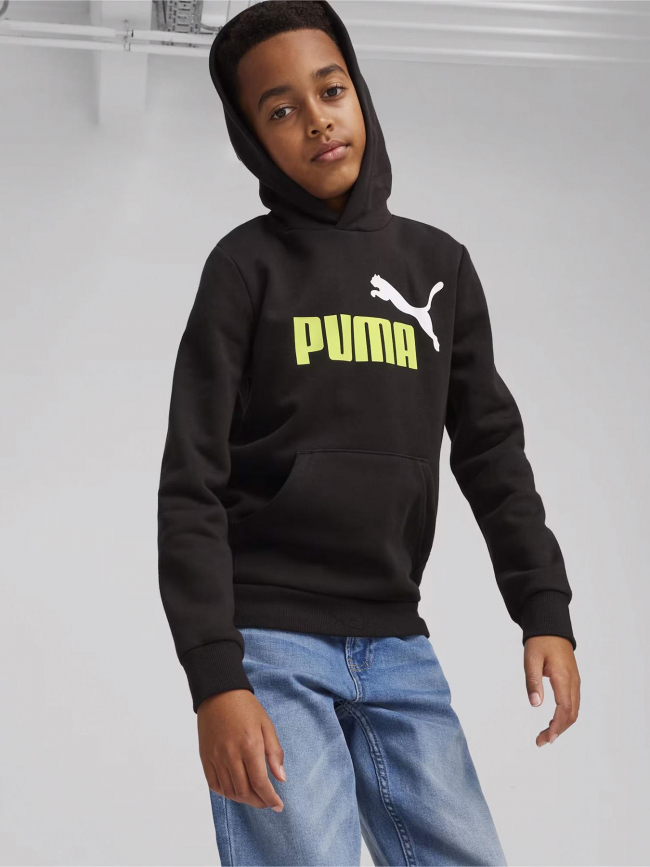 Sweat à capuche logo noir enfant - Puma