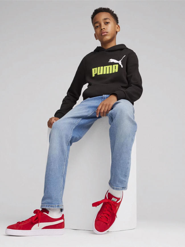 Sweat à capuche logo noir enfant - Puma