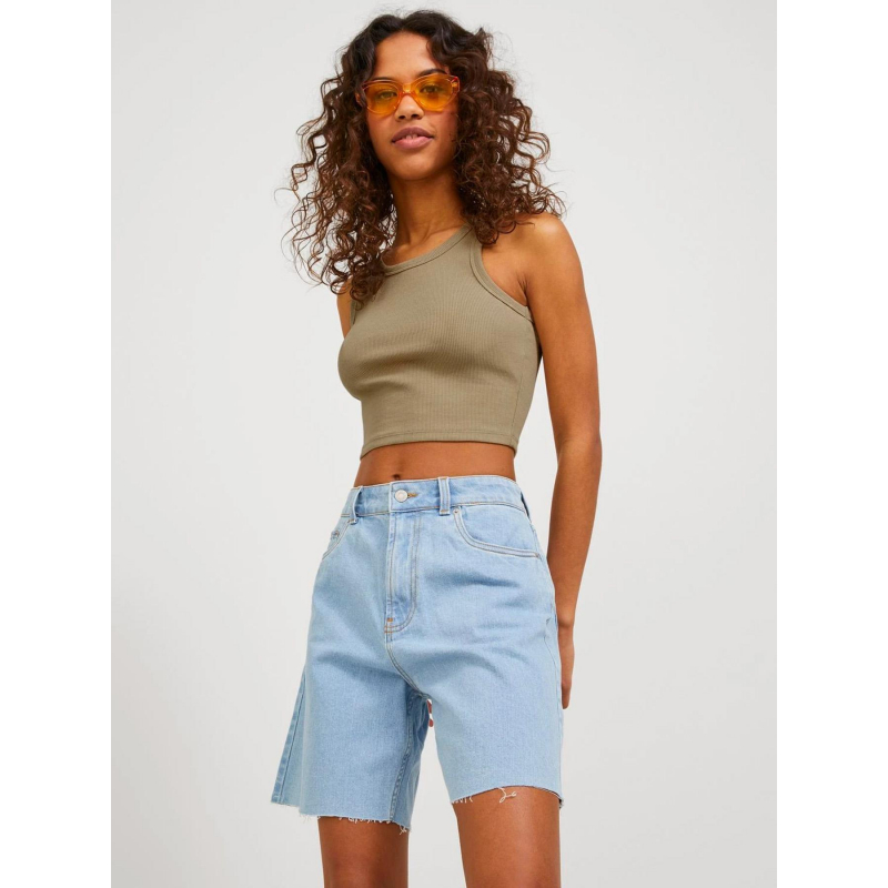 Débardeur crop côtelé fallon beige foncé femme - Jjxx