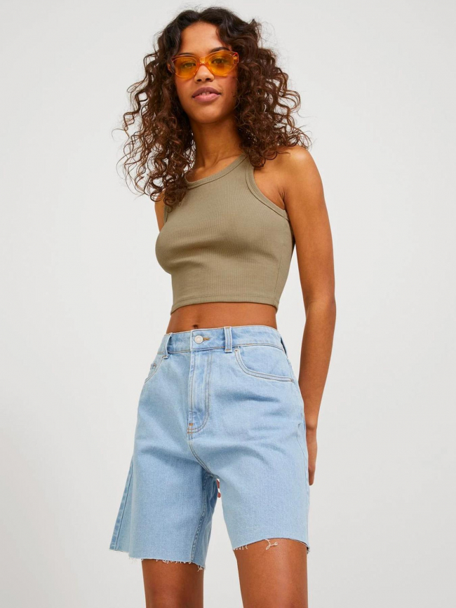 Débardeur crop côtelé fallon beige foncé femme - Jjxx