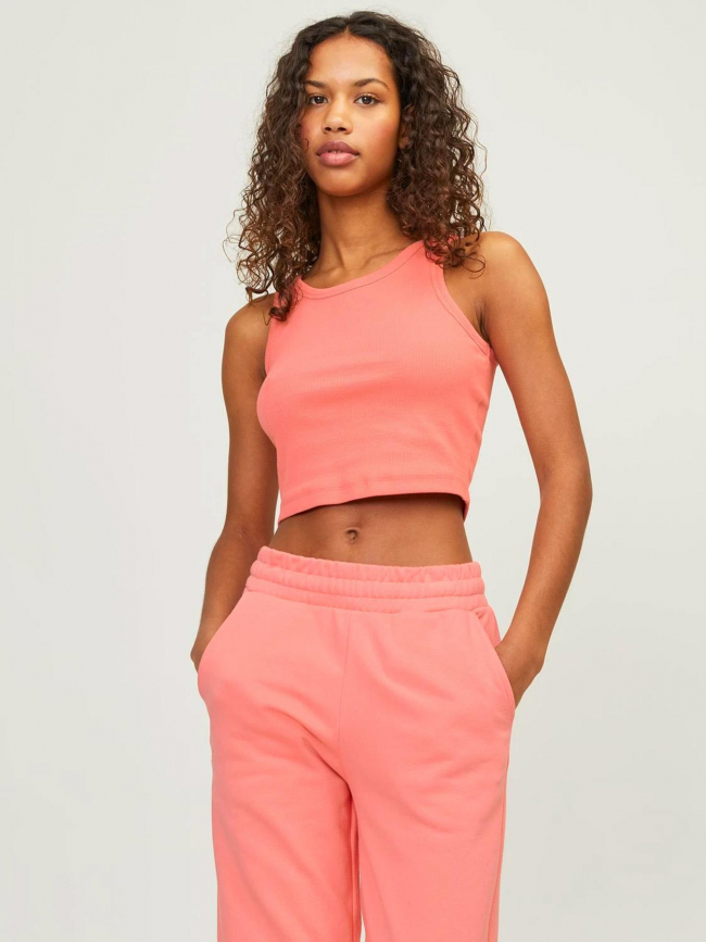 Débardeur crop côtelé fallon orange femme - Jjxx