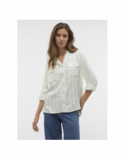 Chemisier rayé hana blanc bleu métallique femme - Vero Moda