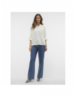 Chemisier rayé hana blanc bleu métallique femme - Vero Moda