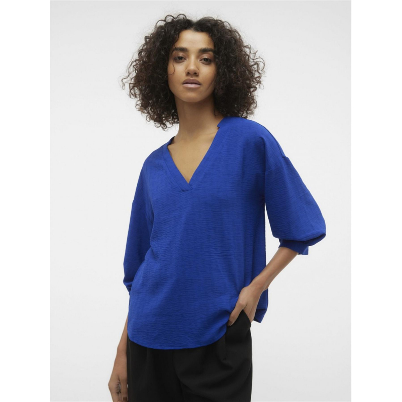 Blouse manches 3/4 gaiga uni bleu femme - Vero Moda