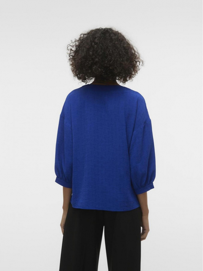 Blouse manches 3/4 gaiga uni bleu femme - Vero Moda