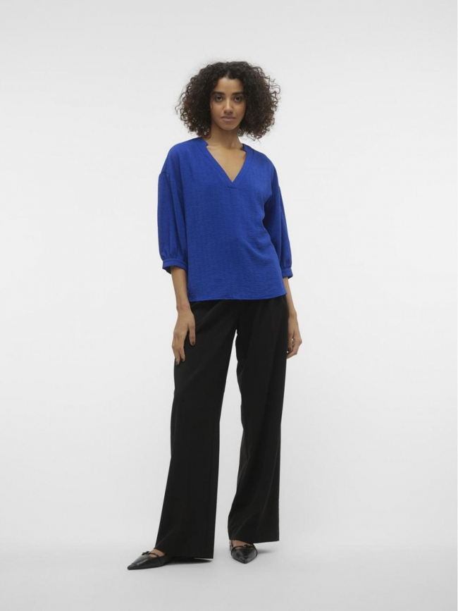 Blouse manches 3/4 gaiga uni bleu femme - Vero Moda