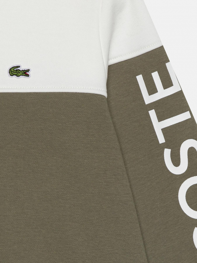 Sweat bicolore kaki blanc garçon - Lacoste