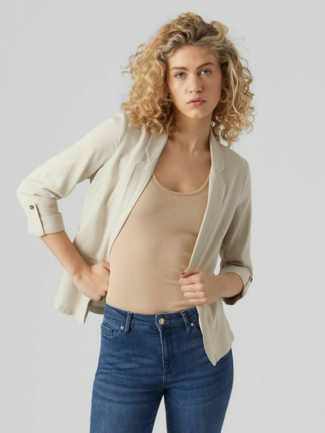 Veste blazer en lin loose milo beige femme - Vero Moda