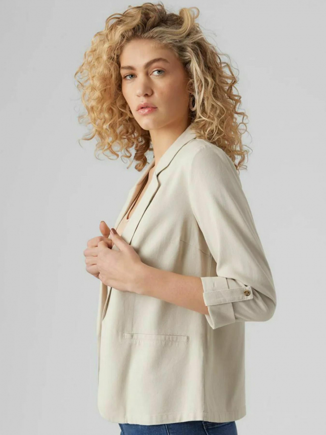 Veste blazer en lin loose milo beige femme - Vero Moda