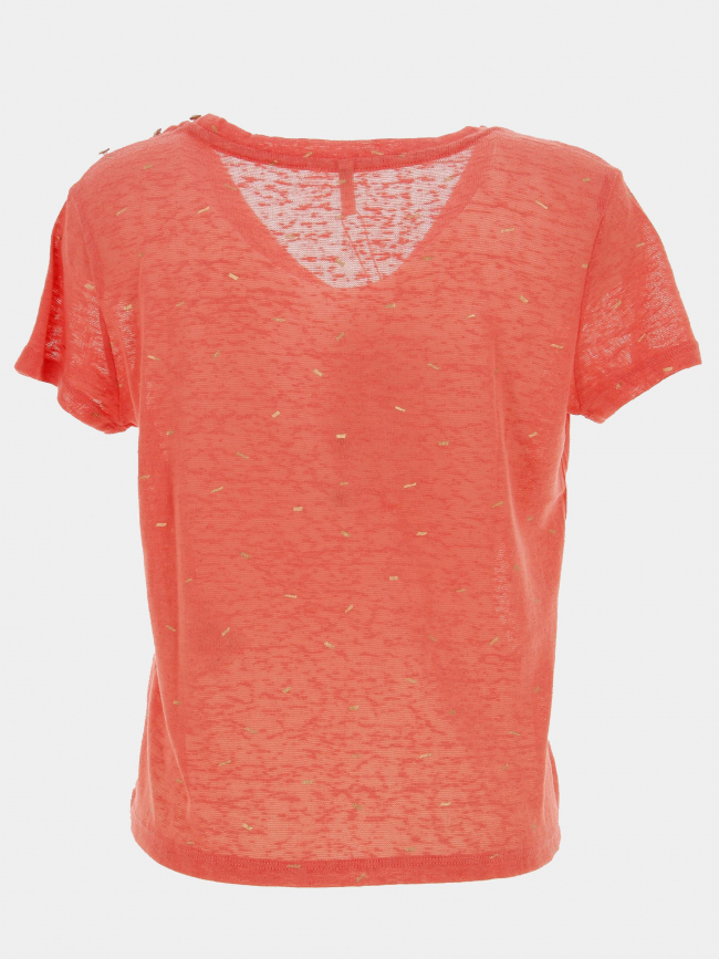 T-shirt col v stephi rouge corail femme - Only