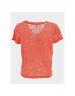 T-shirt col v stephi rouge corail femme - Only