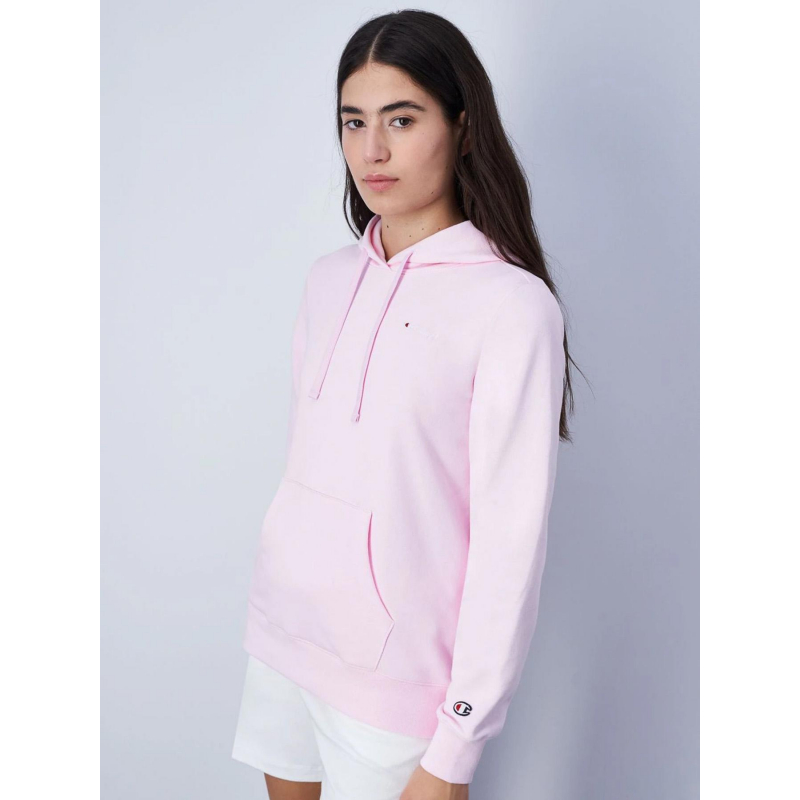 Sweat à capuche mini logo brodé rose femme - Champion